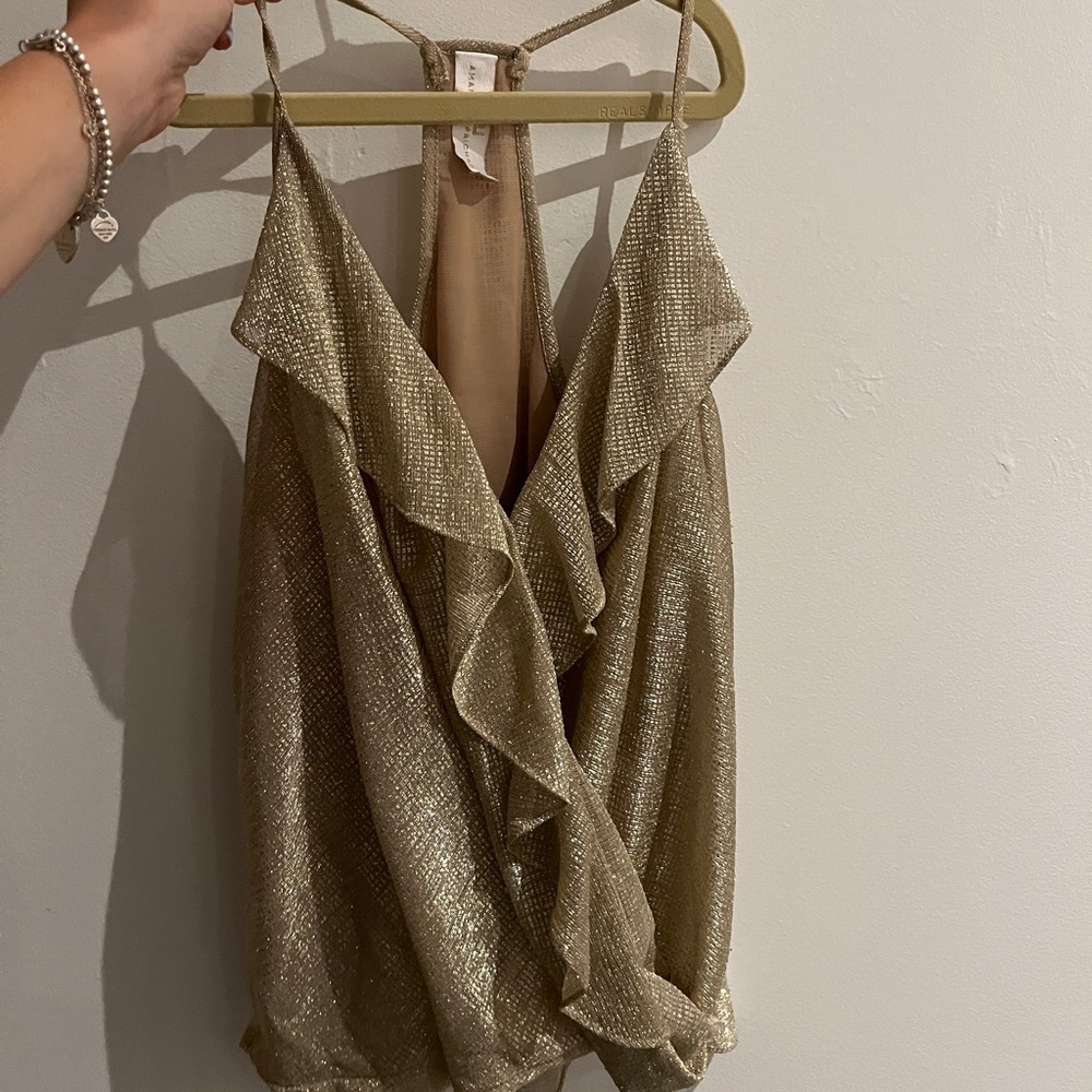 AMANDA UPRICHARD gold metallic crossover cami xs